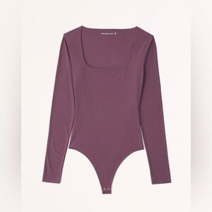 Purple/burgundy abercrombie seamless square neck long sleeve bodysuit